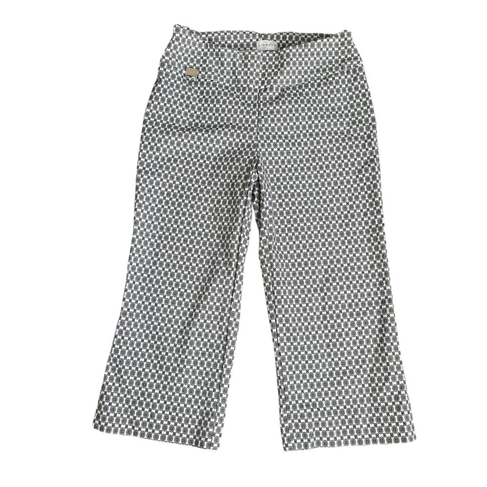 Lisette Capri Pants Women’s Size 2 Pull On Stretchy Printed White Black